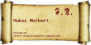 Hubai Norbert névjegykártya